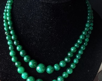 Chunky Green Jade Beaded Necklace: Gemstone Choker, Wedding Jewelry
