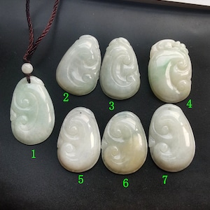 Sale on, Authentic,Ruyi &quot;称心如意&quot;Grade A green Burma jadeite jade stone pendant,Charm Rope necklace,protector,amulet,gemstone pendant,Good Luck