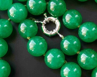Collana Giada Naturale Verde Collana In Giada Naturale Verde - Perline Rotonde Sfaccettate 6-14 Mm, Lunghezza 18 Pollici, Placcata Argento Green Cell - Foto 6