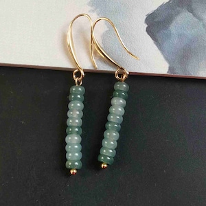 Authentic,Grade A,Circle Donut Ring,natural blue Guatemala jadeite jade stone beaded amulet earring drangle,gemstone stone,14k plated Gold
