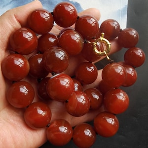 16&quot;-32&quot; 12mm/14mm Round Red agate stone beaded knotted Necklace,bracelet,earring,man,woman hand beaded jewelry