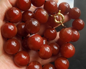 16"-32" 12mm/14mm Round Red agate stone beaded knotted Necklace,bracelet,earring,man,woman hand beaded jewelry