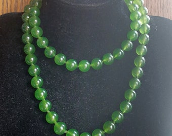 Round Olive Jade Stone Chunky Beaded Necklace,14"-60" 8mm/10mm/12mm,Statement knotted Necklace,jade bracelet,earring dangle