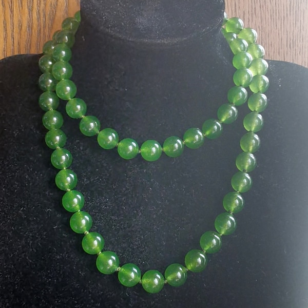 Round Olive Jade Stone Chunky Beaded Necklace,14"-60" 8mm/10mm/12mm,Statement knotted Necklace,jade bracelet,earring dangle