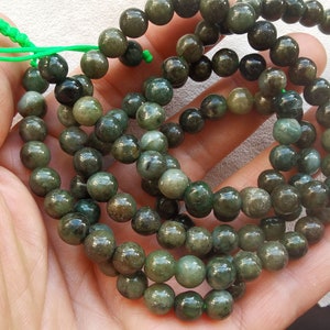 Sale on,32&quot; 7mm,Genuine Natural green Burma jadeite jade stone Yoga necklace,Healing,Buddhist Mala Prayer,Round Semi,man woman long necklace
