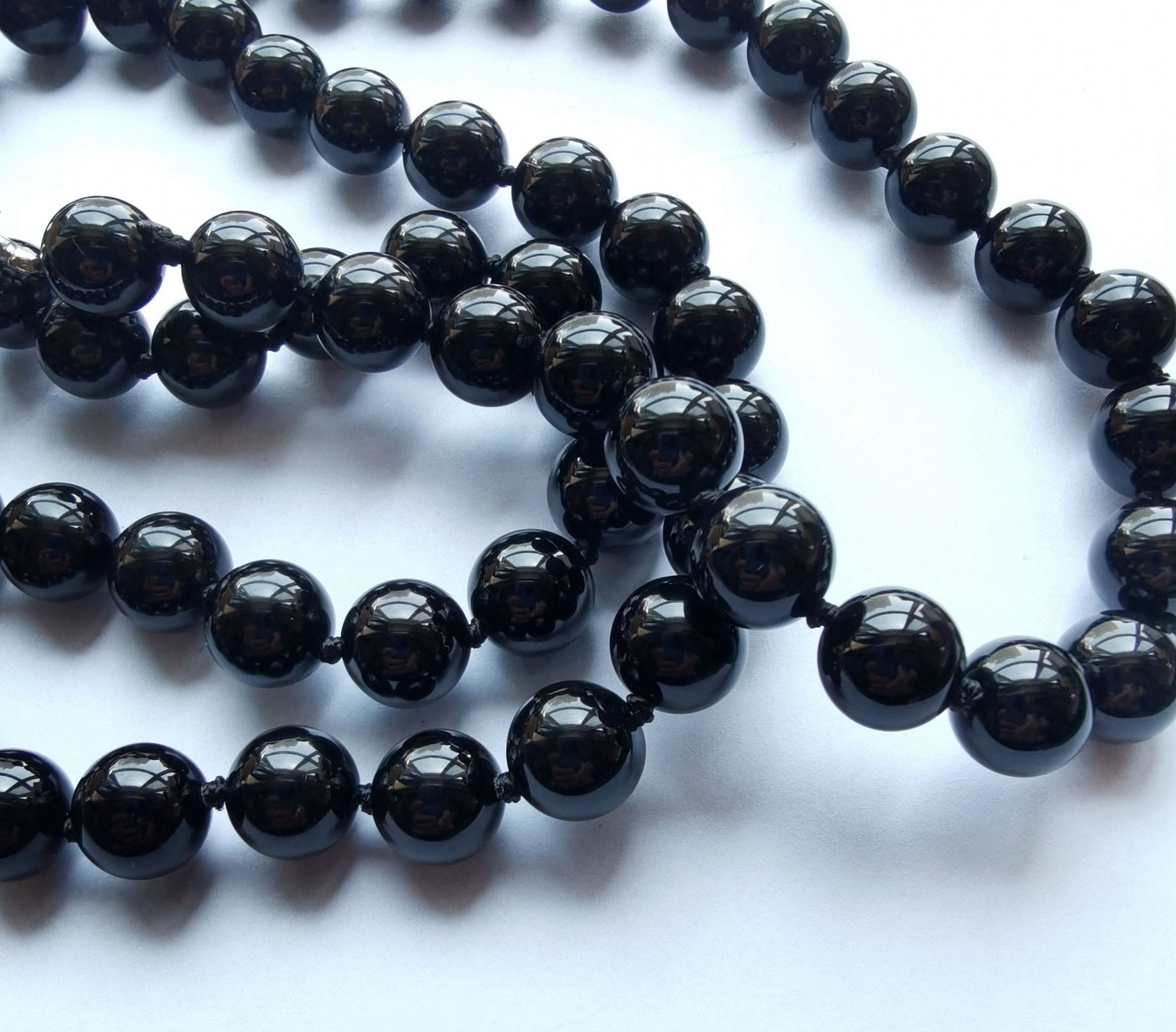 Black Onyx Natural Black Agate Round Faceted Loose Beads - Choose From