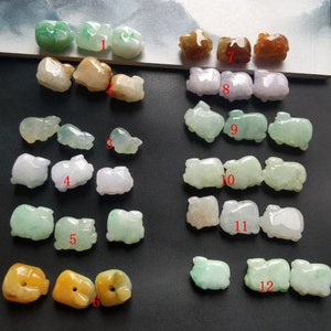 3pcs,Carving Chinese Zodiac Small 3D pig natural Grade A Burma jadeite jade pendant,Lucky Money,gemstone stone drop,jewelry accessory link