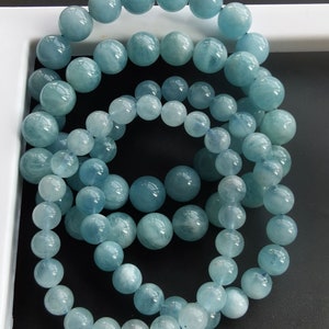Aquamarine Quartz bracelet,8mm,10.5mm,natural sea blue Aquamarine crystal beads Bracelet, gemstone bracelet,good luck bracelet,Yoga Jewlery