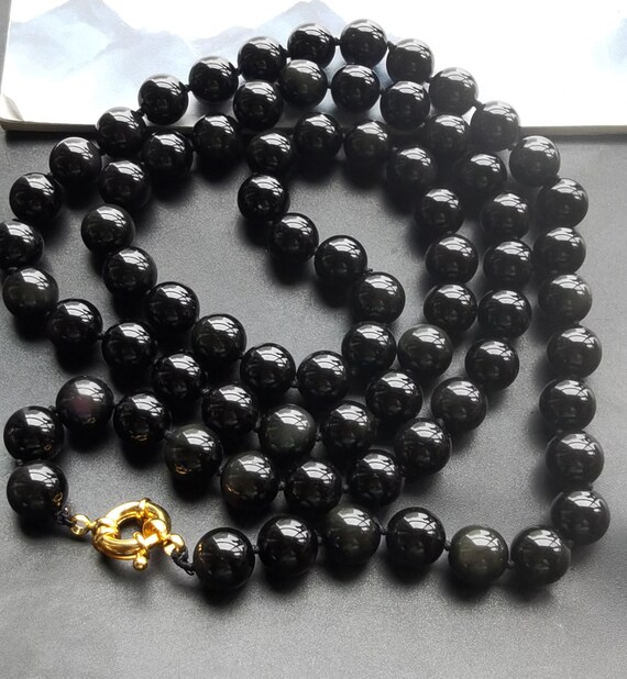 Collana Corta In Ossidiana Nera E Argento 925 - Fiori Di Primavera - Foto 14