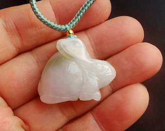 3D Jade Kanin Amuletthänge: Halsband med naturlig jadeitsten