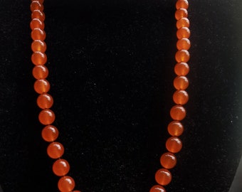 16"-60" 10mm orange jade Chunky Round Beaded Necklace,Statement knotted,man woman jewelry long necklace gift