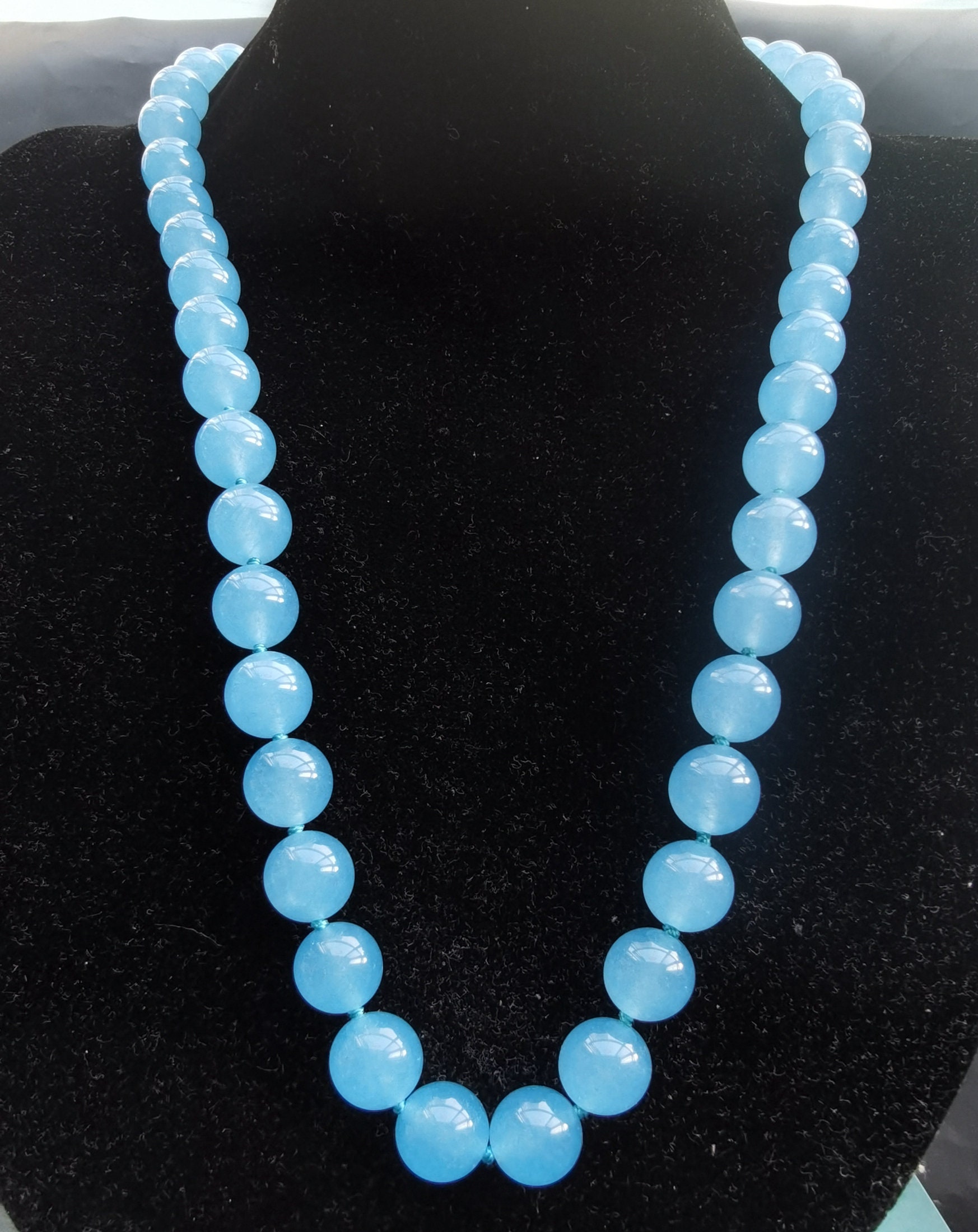★HAS★ HLD012 Blue jade bead Necklace 16