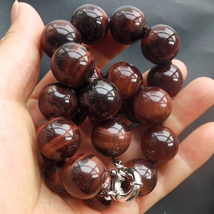 Untreated 16&quot;-25&quot; 16mm/18mm/20mm Round Natural red tiger eye stone beaded knotted Necklace, A grade,charm bracelet,man,woman jewelry