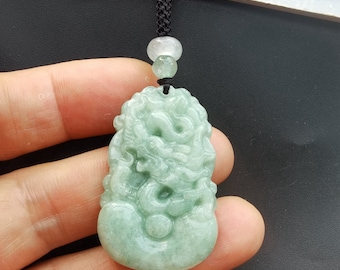 Colgante de jadeíta natural del zodíaco chino (rata, buey, tigre, conejo, dragón, serpiente, caballo, oveja, mono, gallo, perro, cerdo), piedra preciosa, collar de cuerda.