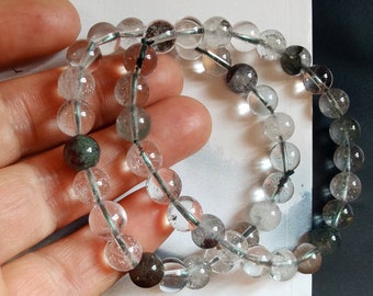Green Phantom Quartz bracelet,Raw quartz beads Bracelet, gemstone bracelet,good luck bracelet,Yoga Meditation Wrist Mala