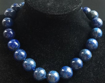 Collier cravate perles bleues lapis lazuli naturelle femme