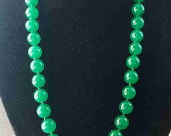 Collana Giada Naturale Verde Collana In Giada Naturale Verde - Perline Rotonde Sfaccettate 6-14 Mm, Lunghezza 18 Pollici, Placcata Argento Green Cell - Foto 3