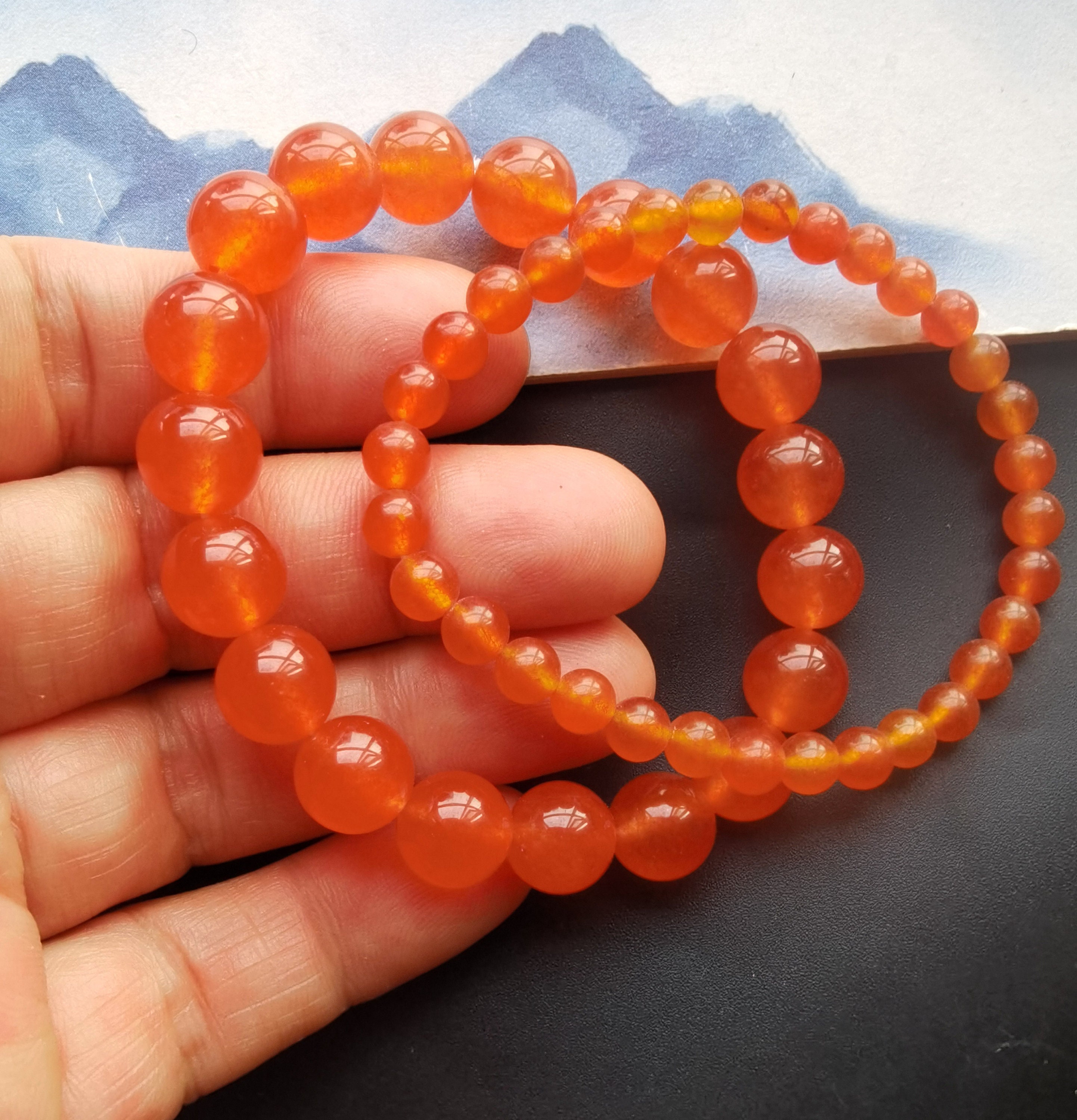 Orange stone bracelet - Etsy 日本