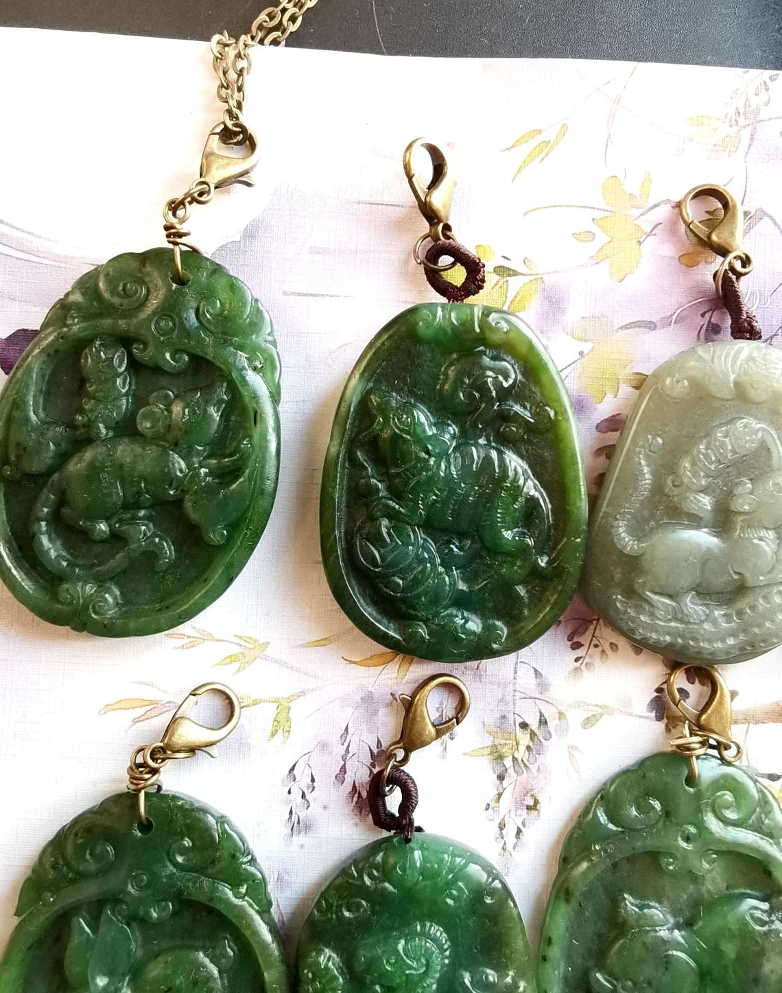 Chinese Zodiac Nephrite Jade Stone Pendant Etsy