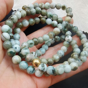 Sale on,108bead,Genuine Natural white green Burma jadeite jade stone necklace,Healing,32&quot; Buddhist Mala Prayer,Semi,man woman long necklace