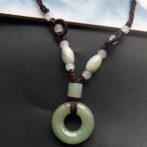Love Donut Ring family natural green Burma jadeite jade stone pendant,Protection,Lucky,amulet necklace,gemstone stone,Men or Women jewelry