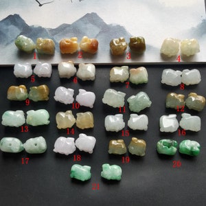 2pcs,Carving Chinese Zodiac Small 3D pig natural Grade A Burma jadeite jade pendant,Lucky Money,gemstone stone drop,jewelry accessory link