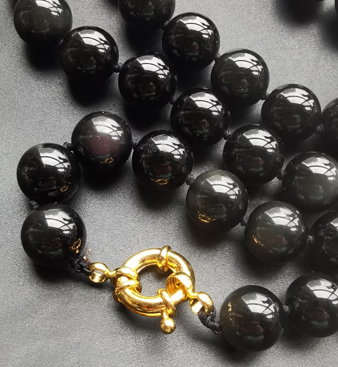 Collana Corta In Ossidiana Nera E Argento 925 - Fiori Di Primavera - Foto 7