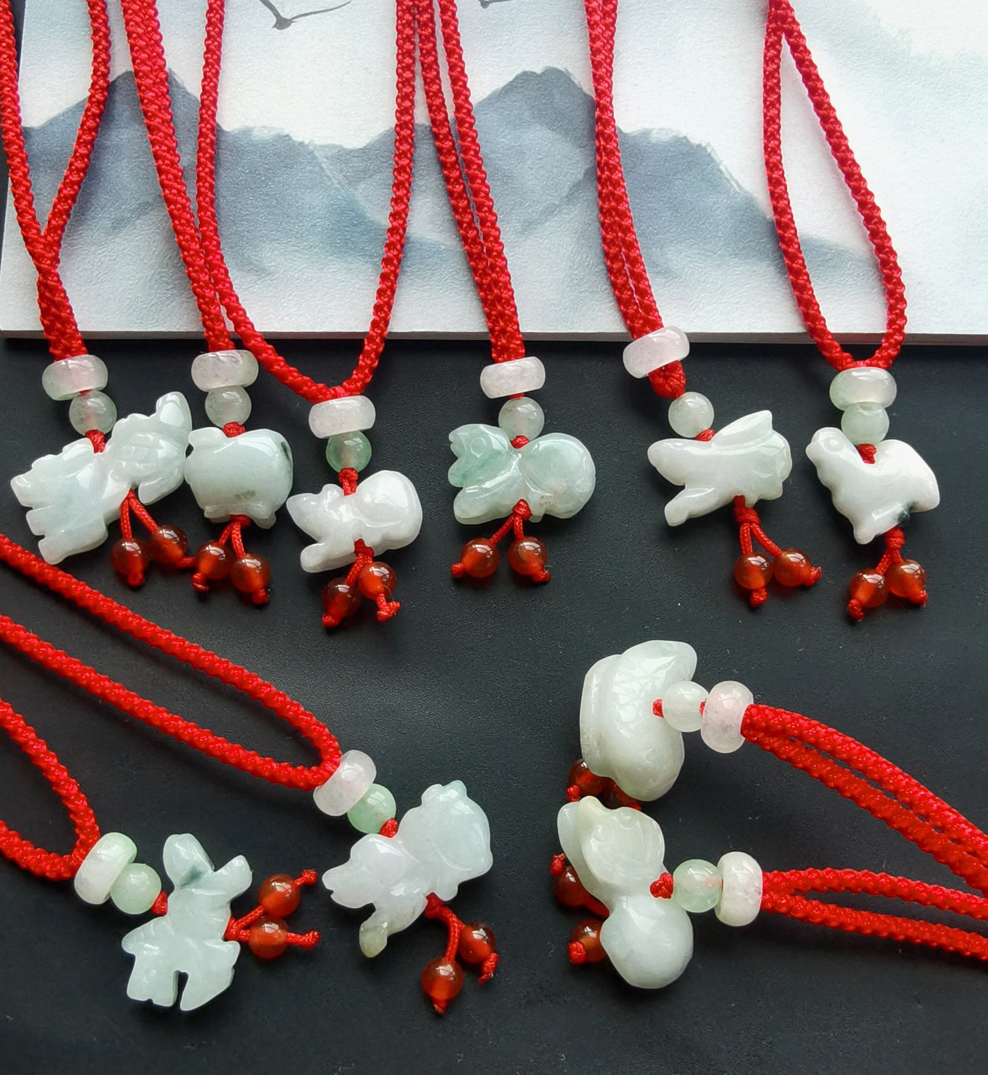 Jade necklace red deals string