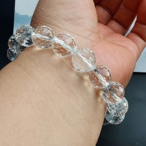 Protection faceted Round natural clear crystal quartz beads Bracelet,6mm-14mm,healing charm gemstone Stretch bracelet,good luck,Yoga Jewelry