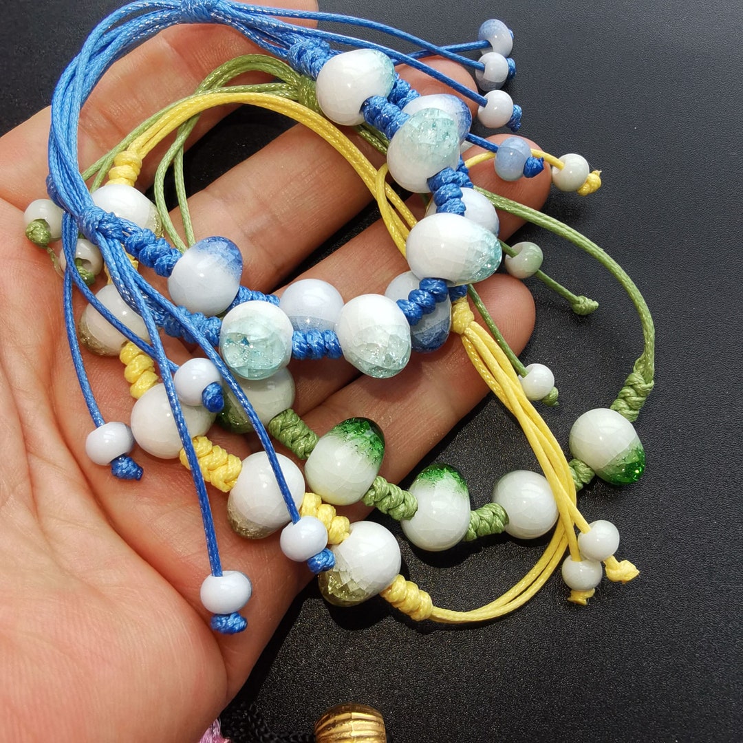 Weave Rope Bracelet,teardrop Chinese Porcelain Bracelet,green,yellow ...