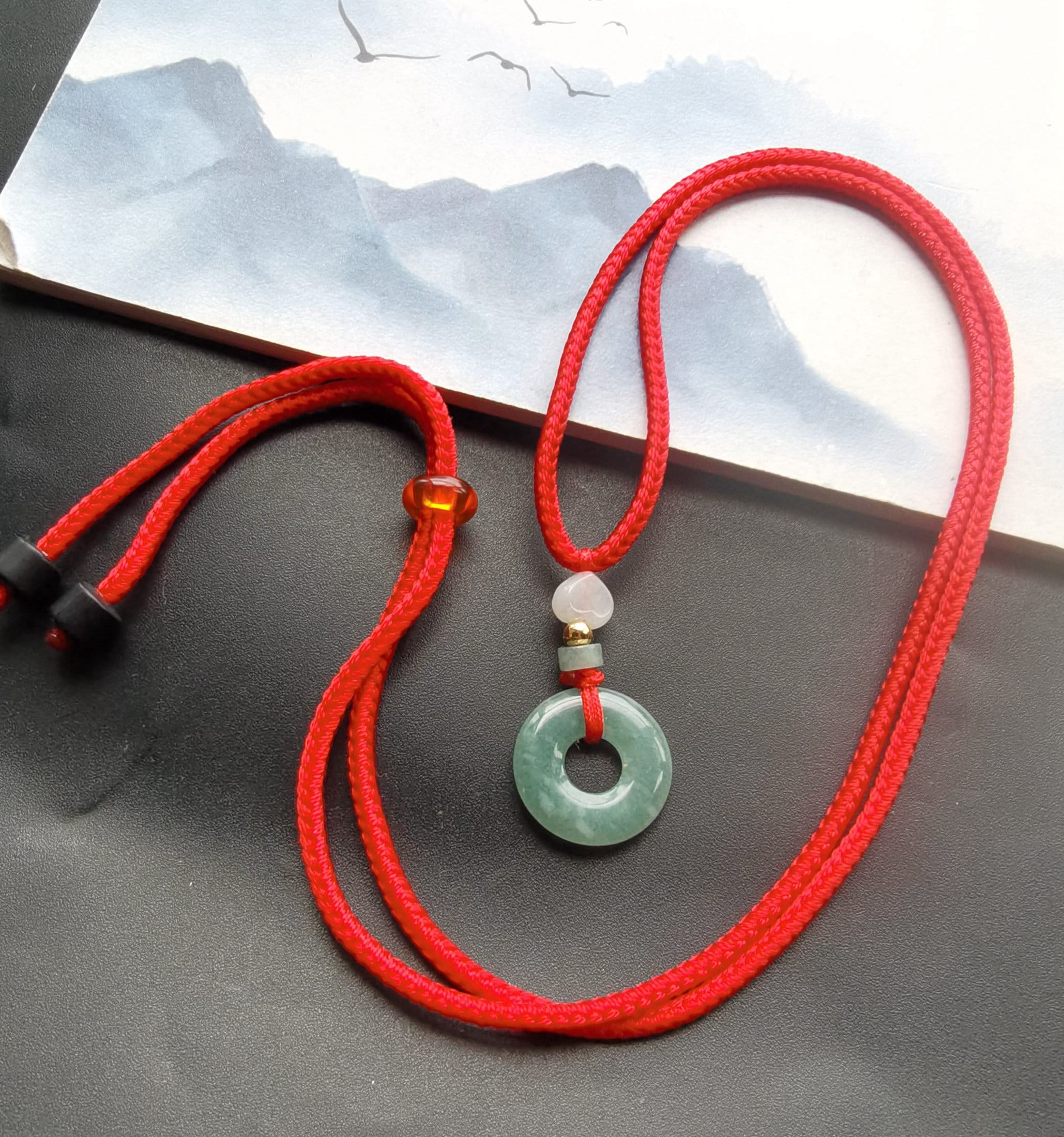 Phoenix Donut Ring Jade Pendant
