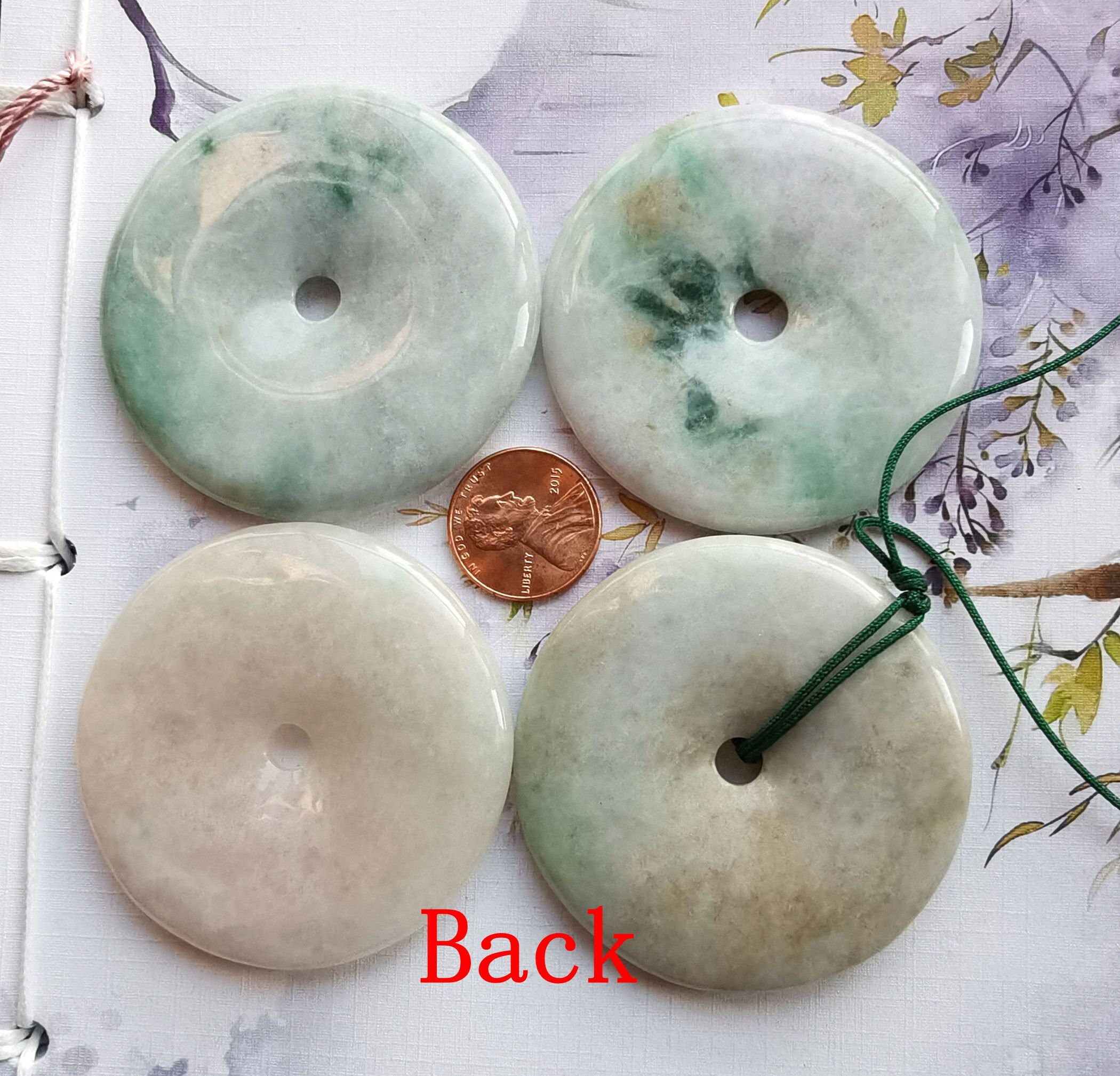 Large Coin Donut natural jadeite jade 53mm green white | Etsy