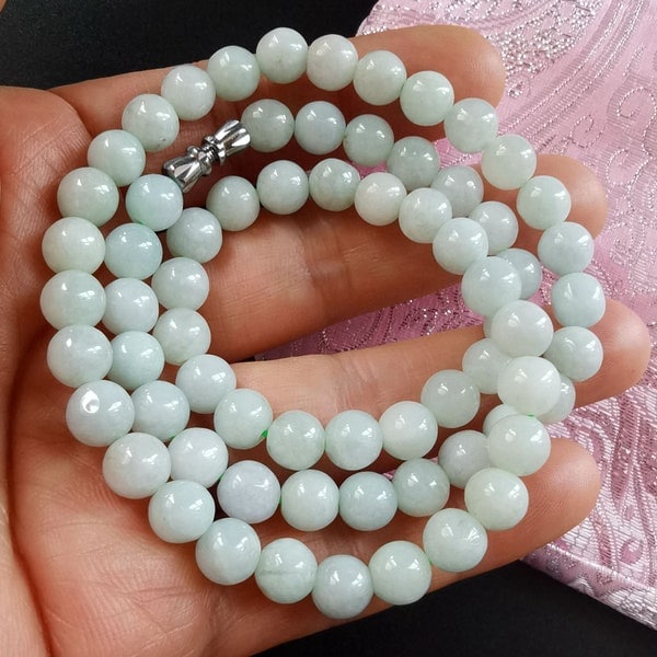 Round Natural Burma jadeite jade stone Perle Beaded necklace,Grade A,14"-60", man woman Statement Necklace