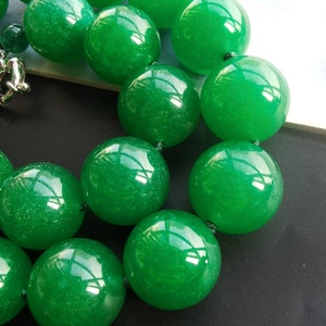 Grand collier de perles rondes en jade vert, 18"-35", 16 mm/18 mm/20 mm, breloque en pierres précieuses, collier noué en perles, cadeau bijoux homme femme