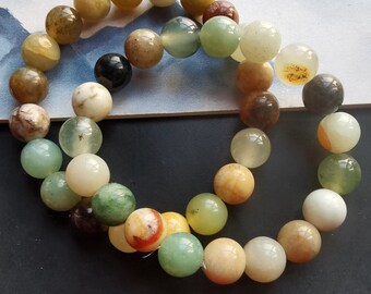 10mm Round ranbow natural jade stone beaded bracelet,amulet,protector,good lucky,Unisex Yoga Bracelet,Healing Energy Jewelry Meditation