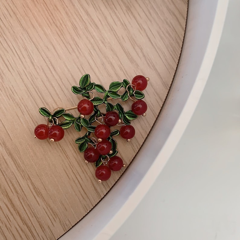 Only oneRed Fruitful BroochHandmade with passion