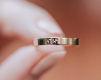 ATEEZ RING/ Personalized ring, kpop, Atiny, Subtle engraved ring, OUTSIDE only engraving, Stacking ring, Song title, Bias, Date