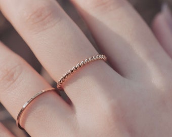 Twist ring/ stackable, simple, dainty, durable, stainless steel, gift