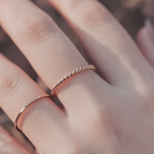 Twist ring/ stackable, simple, dainty, durable, stainless steel, gift