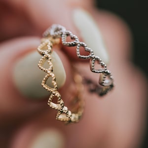 ADORE U RING/ Dotted hearts, stackable, simple, durable, stainless steel, gift