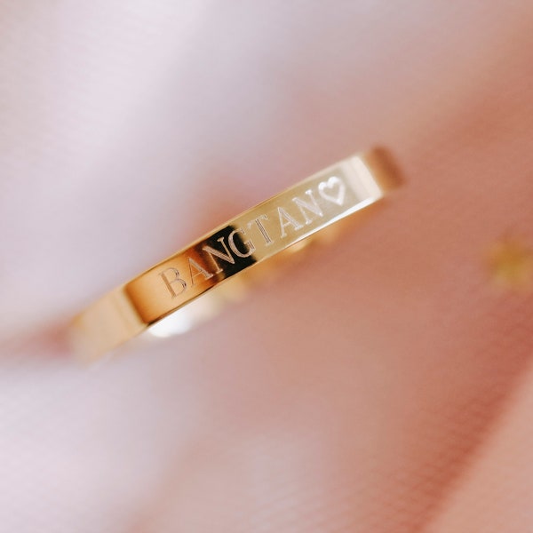 KPOP RING/ Bias, Song title, Fandom name, Army, Personalized ring, OUTSIDE only engraving, Subtle engraving