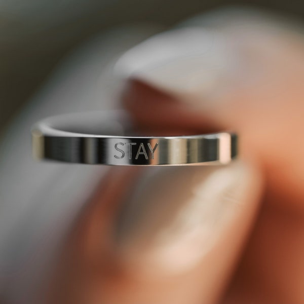 Stray Kids RING/ Personalized ring, KPOP, Stay, Subtle engraved ring, OUTSIDE only engraving, Stacking ring, Song title, Bias, Date