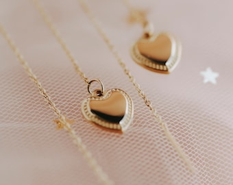 DARLING Earrings/ threader earrings, heart pendant, dainty, gold threaders, silver threaders