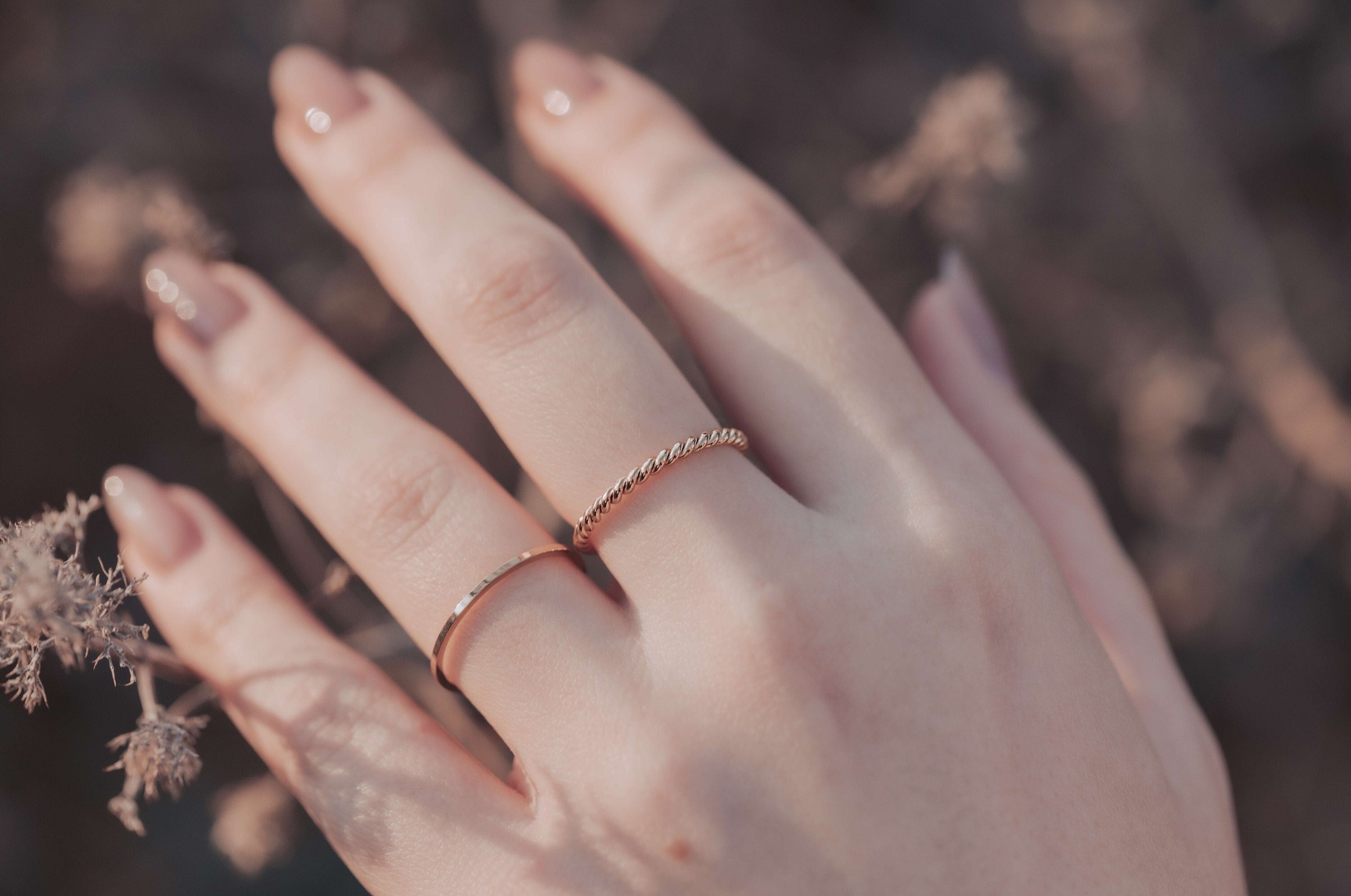 Twist ring/ stackable, simple, dainty, durable, stainless steel, gift