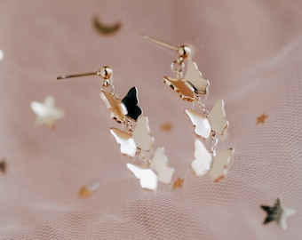 BUTTERFLIES Earrings/ dangle earrings, butterfly, dainty, gold dangles, silver dangles