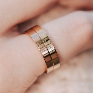 SEVENTEEN RING/ Personalized ring, Subtle engraved ring, OUTSIDE only engraving, Kpop, Carat, Stacking ring, Song title, Bias, Date