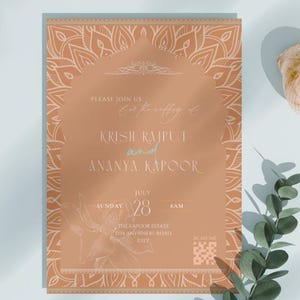 Vibrant Wedding Invitation Invitaciones de Boda Etsy Unique Hindu Mehndi Sikh Invite Rehearsal Dinner Save the Date Details Card Rose Pink