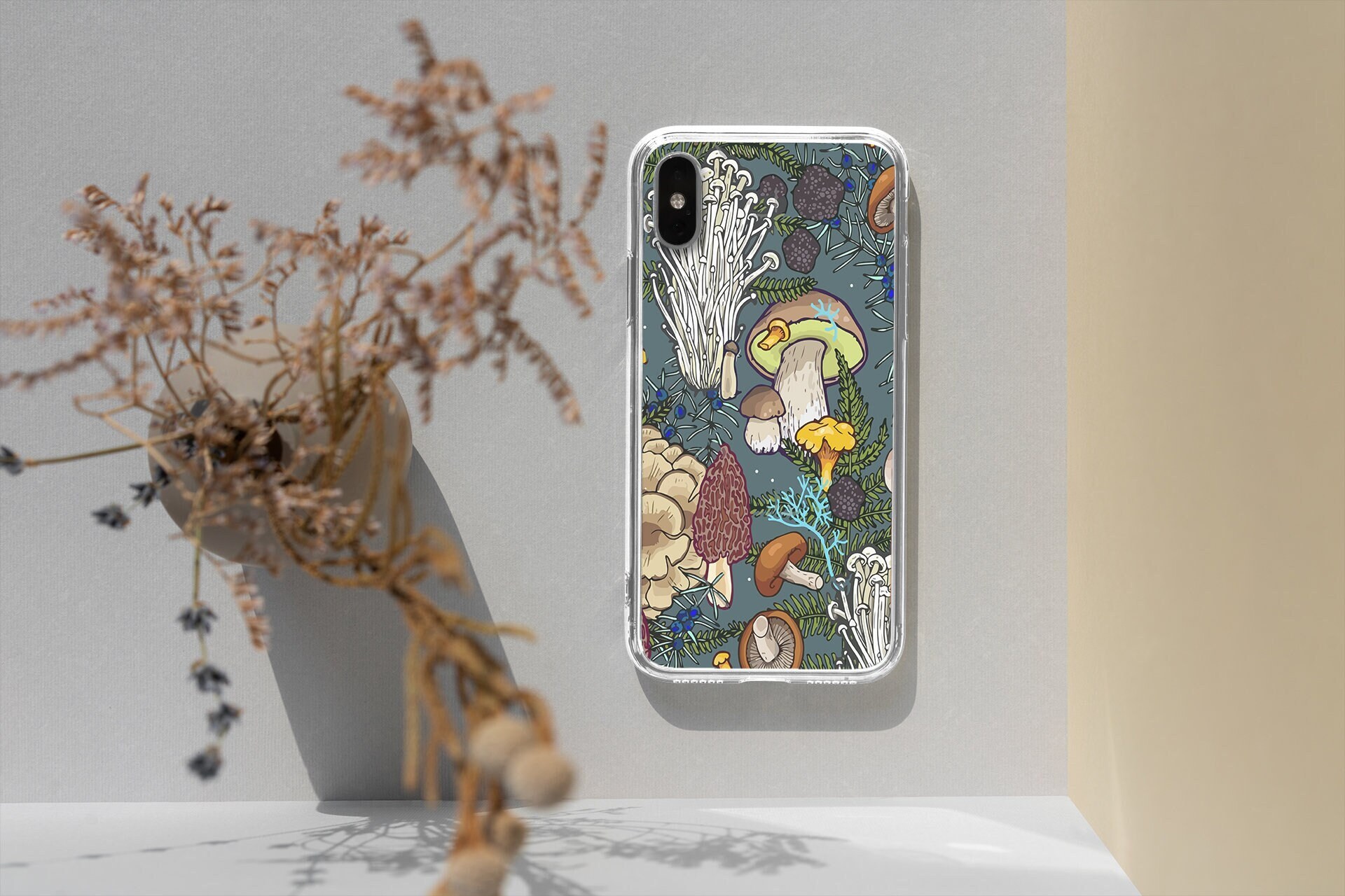 Mushroom Forest Phone Case, Mushroom Pattern iPhone Cover, Hippie Case For iPhone 11 Pro/iPhone XR/iPhone XS/Samsung S8/S9, Best Gifts Ever