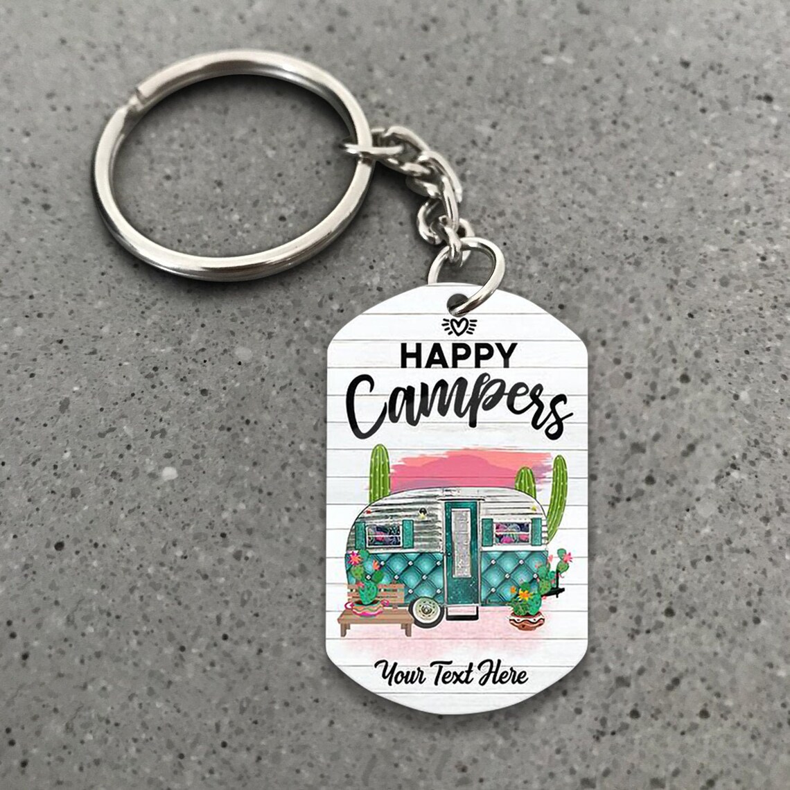 Personalised Happy Campers Acrylic Keychain Custom Text Etsy