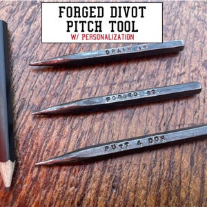 Forged Steel Golf Pitch Divot Tool - Golf Pencil Design, Single Prong - Free Stamped Personalization - Handmade in USA